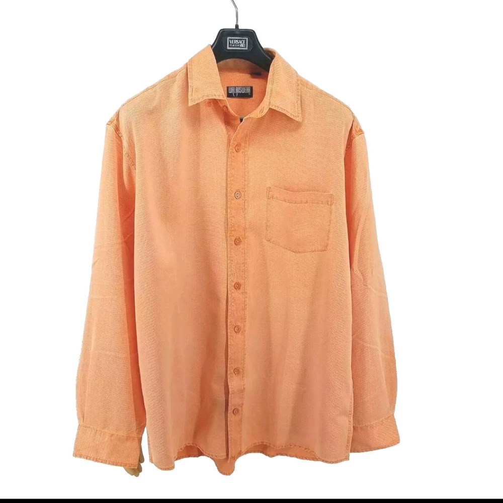 Mens Orange Shirt Long sleeves Silk blend Sharp!! Sz M, Lg